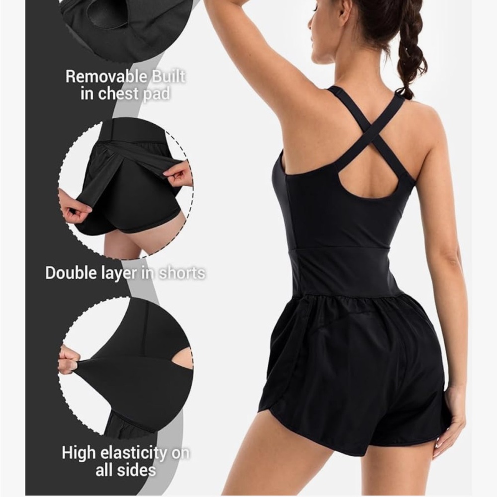 Women Workout Romper Sleeveless One Piece Outfits Jumpsuit - Picture 2 of 5